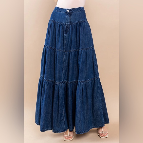 Women's Boho Western Maxi Denim Skirt ๐ค - Picture 6 of 7